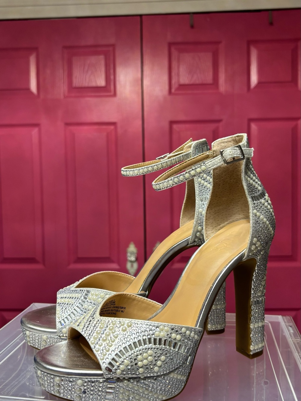 INC International Concepts Silver Embellished Platform Heels